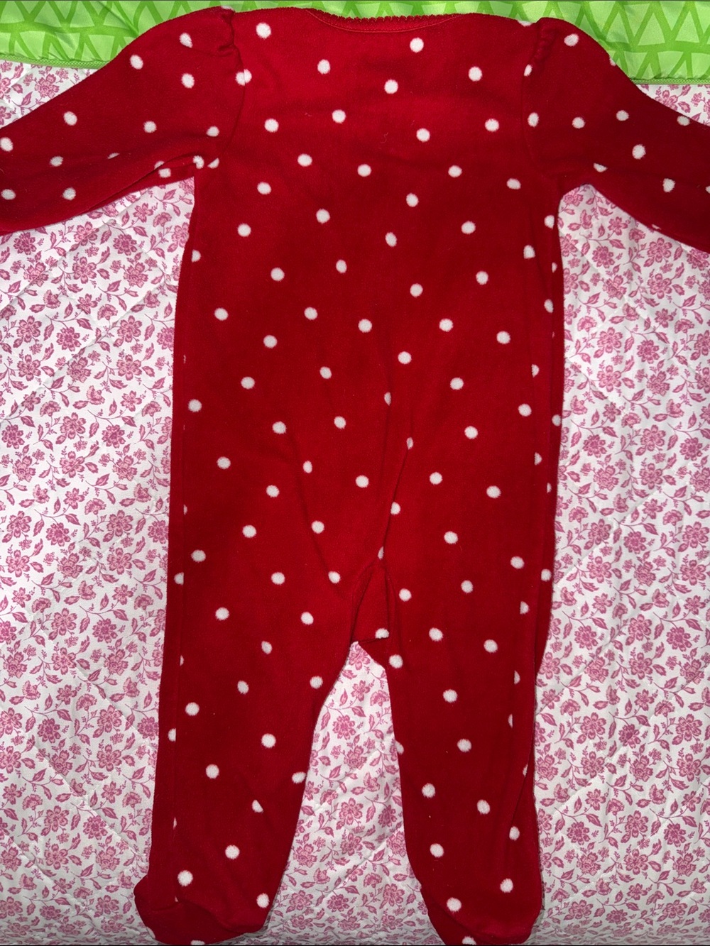 Child of Mine Red Polka Dot Reindeer Footed One-Piece 3-6M - Picture 2 of 2